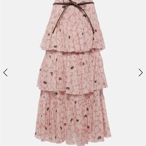 Zimmermann Ottie Floral Pink Tiered Skirt - size 1 (US6 small)